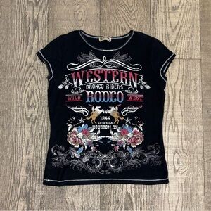 cute blue canyon western rodeo top